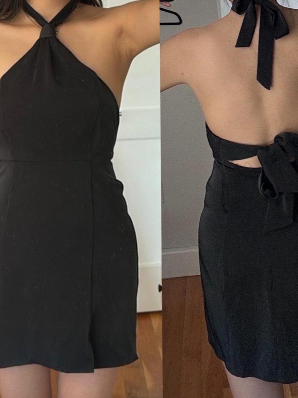 Black Satin Halterneck Dress from Urban...